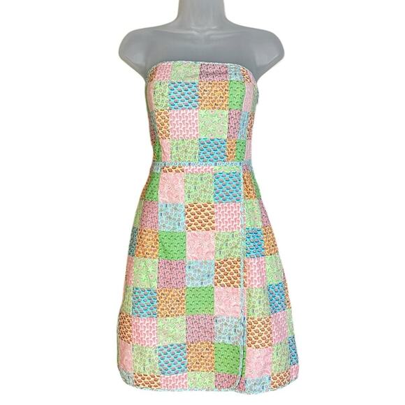 Vineyard Vines Patchwork Strapless Mini Dress Women's 6 - Picture 1 of 5